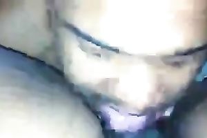 Husband buries his tongue in my puffy bushy cookie as I film