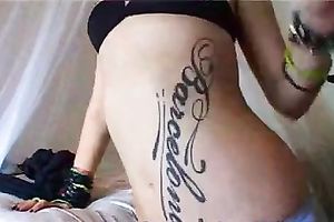 Webcam show with pierced dark brown sweetheart exposing her love bubbles and a-hole