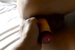 This perverted playgirl wishes her backdoor toyed in sideways position