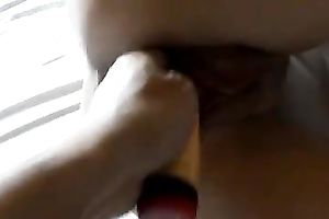 This perverted playgirl wishes her backdoor toyed in sideways position