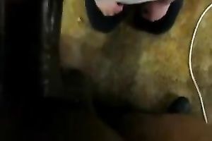 Lewd milf works on my dark wood and entreats me to cum on her face