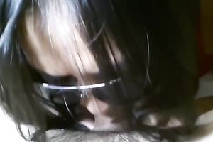 My sizzling hawt GF is sucking my schlong and this babe looks outstanding doing it