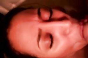 Hot and juvenile swarthy college girlfriend sucks my penis and tastes cum