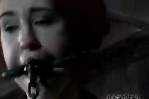 Calico acquires her bald cunt toyed to orgasm in BDSM movie