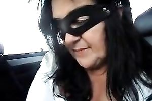 Kinky mature BBW white women in the car blows my schlong in the mask