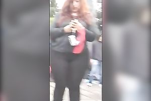 Huge-assed redhead slutwife acquires caught on a hidden livecam in the streeet