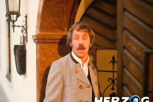 Fair-haired woman receives her pussy banged in the shed in retro movie