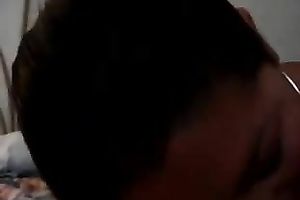 Stunning brunette hair enjoys working on a guy's rod in POV video