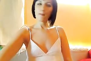 Majestic diminutive dark brown milf white lady in white underware