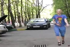 Teen Russian blond white bitch in public getting moist and constrained