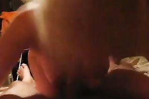 Blonde harlot with merry boobs is engulfing my penis in front of the camera