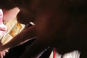 Blonde harlot with merry boobs is engulfing my penis in front of the camera