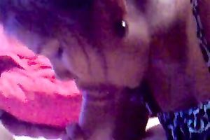 Stunning POV movie scene with my enjoyable dark brown ex GF engulfing my schlong