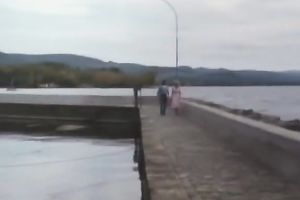 Hot golden-haired beauty kisses a impressive chap on the boat