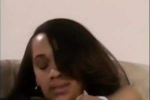 Mind blowing swarthy beauty receives her yoni polished and team-fucked