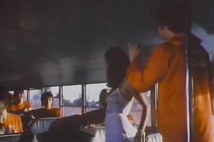 Charming golden-haired amateur wife gives head to a sportsman in a bus