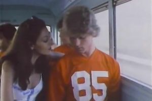 Charming golden-haired amateur wife gives head to a sportsman in a bus