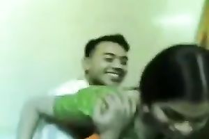 Homemade video with me kneading my Indian GF's boobs