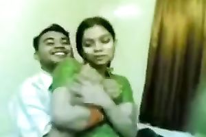 Homemade video with me kneading my Indian GF's boobs