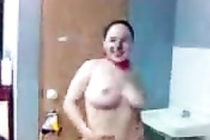 Classy Latina chick with wonderful meatballs is dancing seductively for me on cam