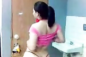 Classy Latina chick with wonderful meatballs is dancing seductively for me on cam