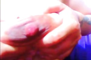 Fingering my slit and playing with my lactating love muffins