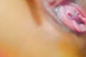 Latina breasty legal age teenager on cam masturbates till it acquires soaking soaked