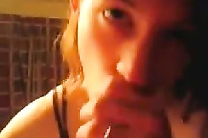 POV movie scene with a charming college horny white wife working on my jock