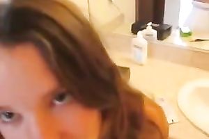 My playful girlfriend is blowing my delicious shlong in the baths