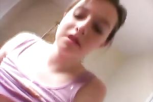 Busty brunette sweetheart involves her paramour in foreplay