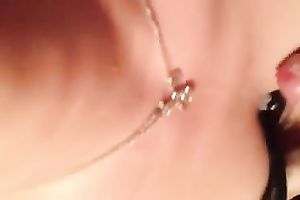 Jerking off and cumming on the flat billibongs and brassiere of my slutty wife