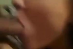 Amateur brunette hair hussy doesn't desire to stop engulfing this jock