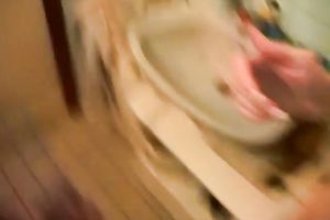 Busty torrid brunette hair gives her perverted BF good unfathomable face hole right in baths