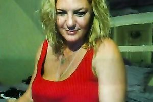 Marvelous blond big beautiful woman white sweetheart pleases herself with a plastic toy