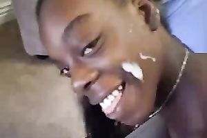 My sexy and slender dark playgirl got pounded from behind and jizzed on her face