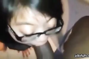 Asian geek playgirl receives jizzed on her face after that babe gave a valuable oral-stimulation
