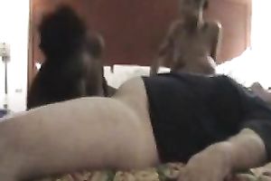 Two hawt ebon hookers riding and facesitting me on livecam