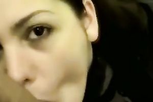 My cute brunette paramour sucks my pecker in a public baths