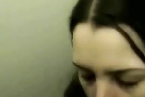 My cute brunette paramour sucks my pecker in a public baths