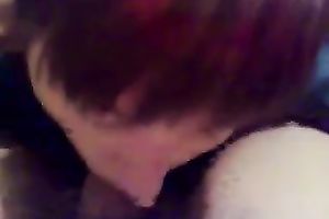 Brunette milf doesn't look at me whilst engulfing my prick