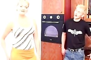 Slutty slut with precious milk cans comes to her dude's abode