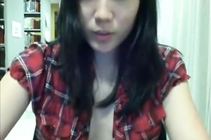 Sexy Asian legal age teenager gets wicked in the library and pleasures herself