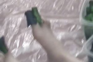 Messy homemade food fetish episode with 2 dilettante brunettes