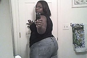 Fucking a salacious dark BBW's muff from behind indoors