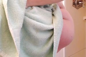 My obese slutwife dries her large love melons and unshaved love tunnel after shower