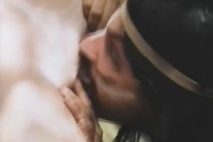 One of the golden-haired strumpets discover a wild aboriginal man for sex