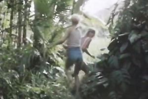 One of the golden-haired strumpets discover a wild aboriginal man for sex