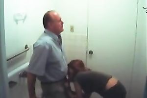 Hidden livecam movie with a concupiscent redhead engulfing an older man's cock