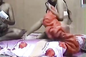 Horny black haired whore receives her cooch drilled from behind