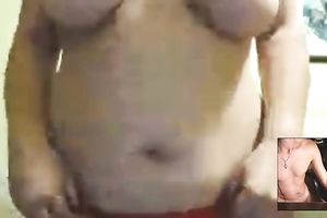 Chubby camwhore is playing with her large tits and love tunnel